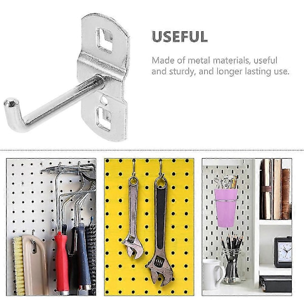 12 st Pegboardkrokar Väggmonterade Pegboardförvaringskrokar Metall Pegboardhängande Krokar för Verktyg [DB]
