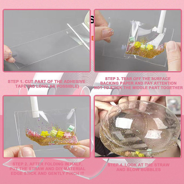 Päivitys Nano Tape Bubble Kit, kaksipuolinen muovikupla, elastinen teippi Uusi [DB] Transparency 0.02cm*0.5cm*300cm