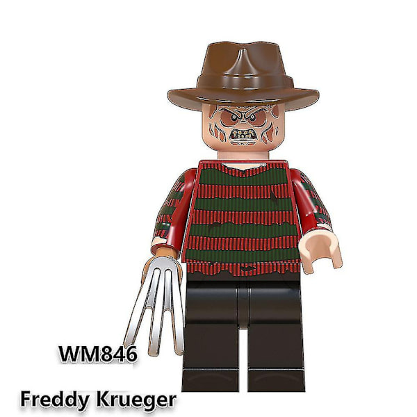 8 stk./sæt Hot Horror Movie Characters Mini Figurer Billy Freddy Jason Byggeklodser Minifigurer Legetøj Til Børn Halloween Kreative Gaver Gaver Db