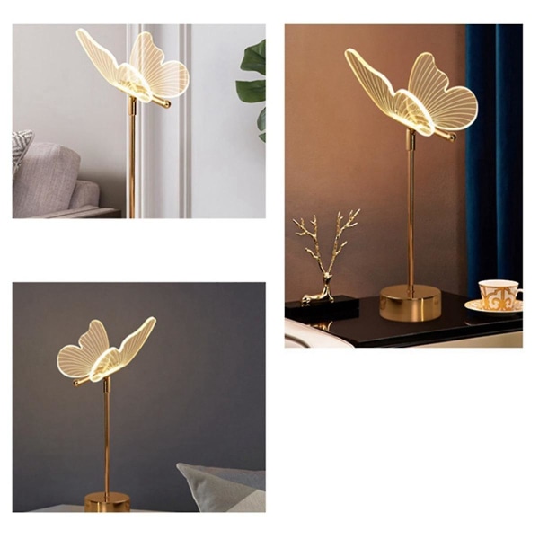 Butterfly Bordlampe Usb Oppladbar Nordic Ambiance Nattlys Luksus Stue Skrivebordsdekor Be [DB] As Shown