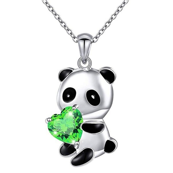 Hänge Halsband Panda Krama Hjärta Utsökt Smycken Seriefigur Djur Halsband För Daglig Användning Green