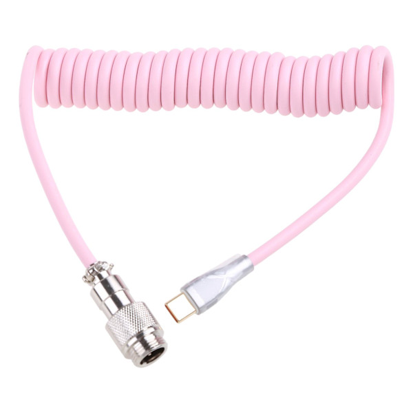 Type-C USB-kaapeli mekaaniseen näppäimistöön, spiraali 2,2 m, pelikäyttöön, lentokonekaapeli [DB] Pink blue