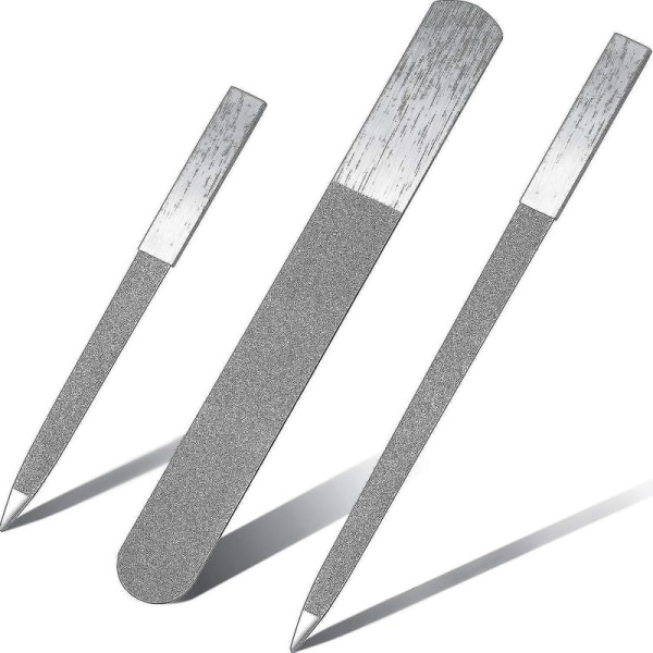 3 stk. Diamant Neglefil Sæt Rustfrit Stål Dobbeltsidet Neglefil Metal Safir Buffer Fil Mani DB
