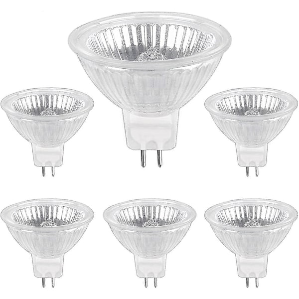 Halogeeni Lamppu Gu5.3 50w 12v, 800lm Lämmin Valkoinen 2700k Himmennettävä, Halogeeni Spottilamppu Mr16, 6 Kpl Pakkaus {DB}