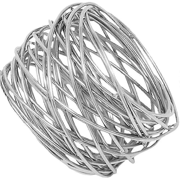 Handgjorda Silver Runda Mesh Servettringar Hållare För Matbord Fester Vardag, Set Om 12 (silver, 12) db