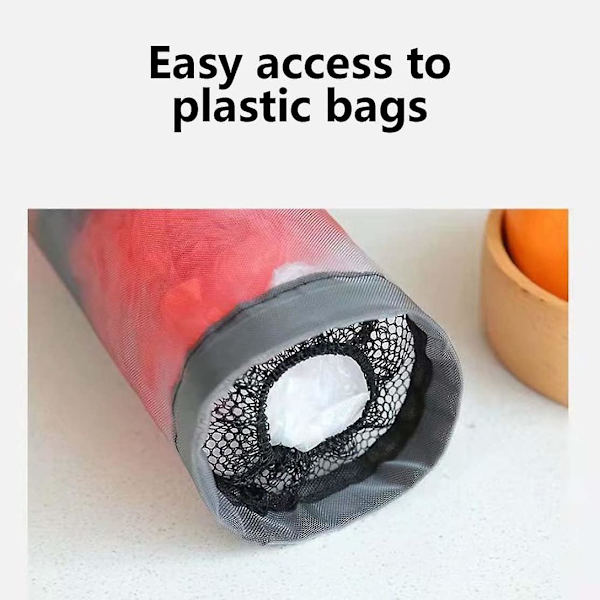 2 stk. Plastikposeholder, Indkøbsposeholder Mesh Hængende Opbevaringspose Dispenser Affaldsposer, Foldbar Pose Opbevaringsdispenser Til Hjem Køkken Db Grey