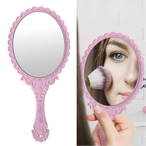 Bærbart makeup-spejl håndholdt kosmetisk spejl til makeupbrug 2 stk.