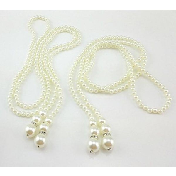 Mote hvite kunstige perler genser halskjede: Long Chain Charms