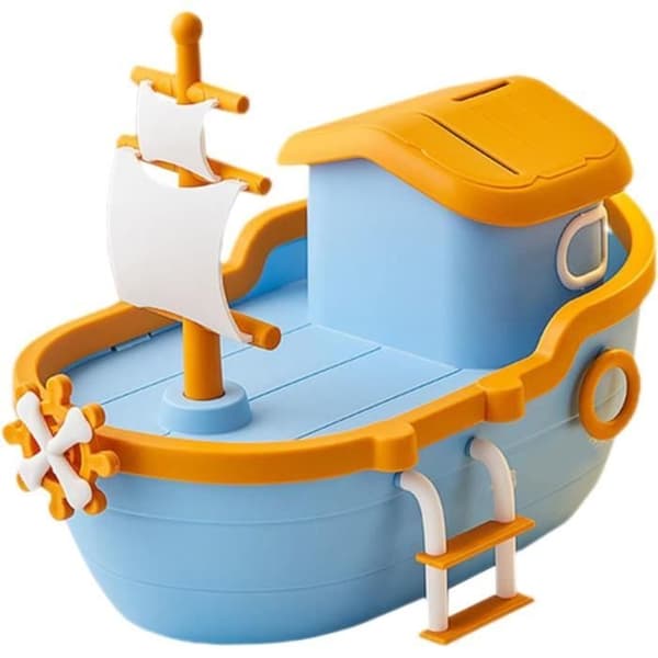 Piratfartyg spargris, barnspargris, babyshower spargris, barnspargrisar, heminredning [DB]