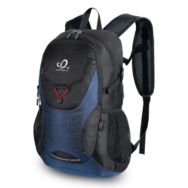 WATERFLY Lätt packbar vandringsryggsäck Mörkblå hopfällbar resedagssäck Ultralätt campingdagspaket för kvinna Man DB 35L