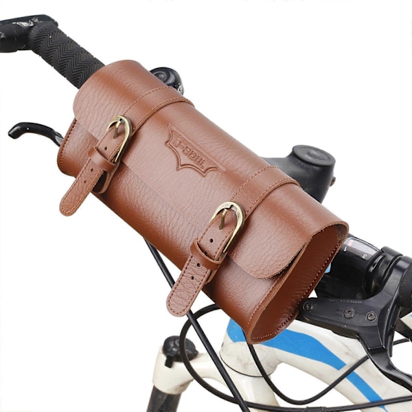 Vintage Cykelväska Bak PU Cykelväska Sadelväska Bakre Packväska Personlig [DB] Brown