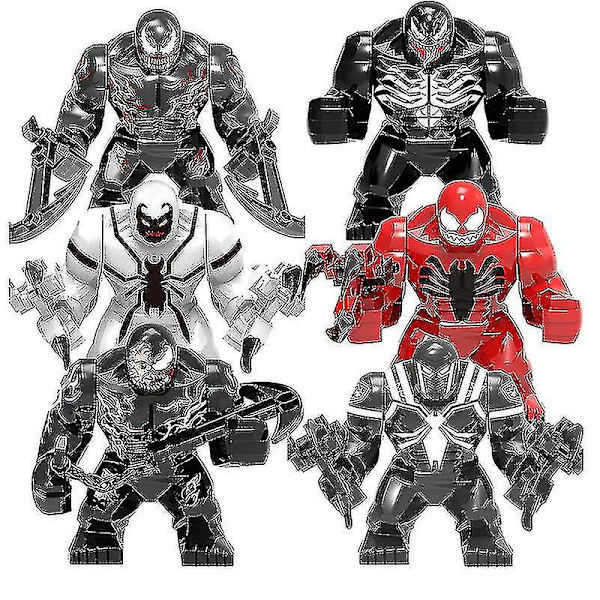 6 stk. Venom Big Minifigures Byggesæt Legetøj Sæt Actionfigurer Høj Kvalitet Db