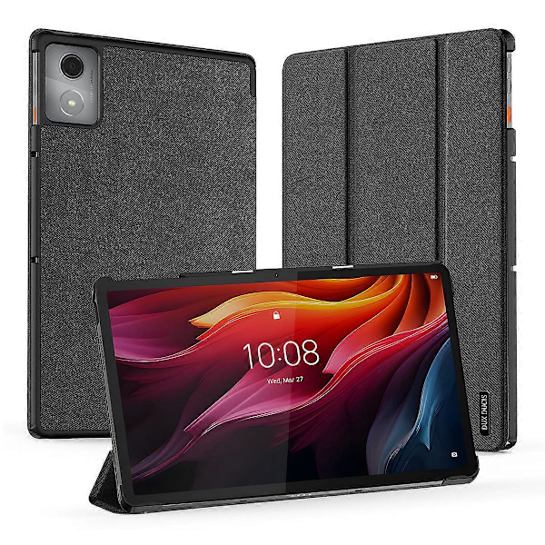Fodral för Lenovo Tab K11 Plus Tri-Fold Ställ Läderfodral Auto Wake/Sleep [DB] Black