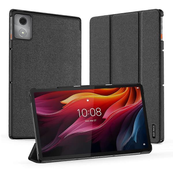 Til Lenovo Tab K11 Plus Cover Tri-Fold Stand Læder Cover Auto Vågn/Sov [DB] Black