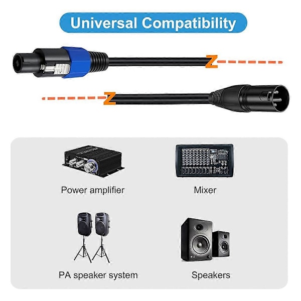 Speakon Han til XLR 3-Pin Han Højttalerforlængerkabel med Twist Lock [db]
