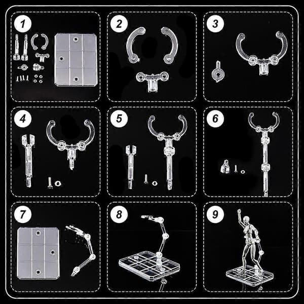 Plastikmodel Samlet Actionfigur Displayholdere Dukke Model Støtte Stativer med Legering Fund Clear Rectangle 9x7x8cm db