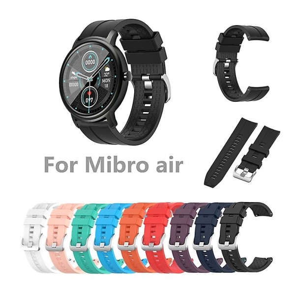 20 mm justerbar vandtæt silikone armbånd urrem til Xiaomi-mibro Air Jikaix Black