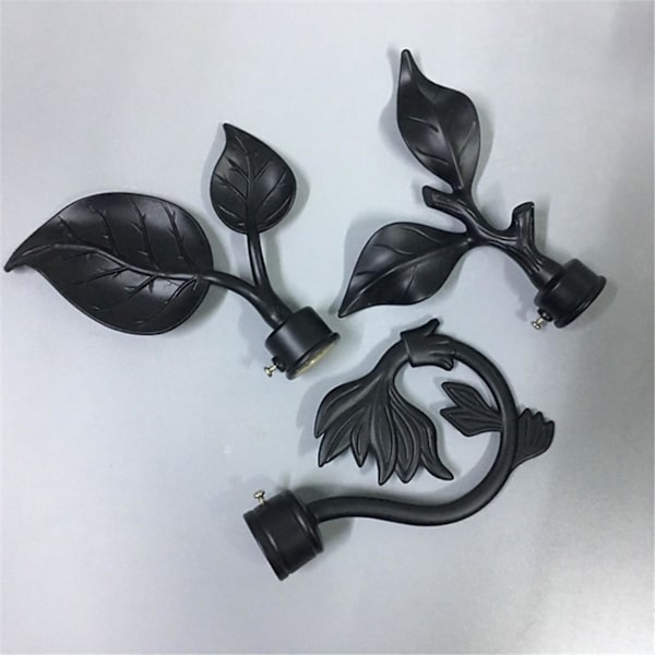 3 st gardinstångsändstycken bladformade gardinstångsände draperi rälsstångshuvudlock [db] Black