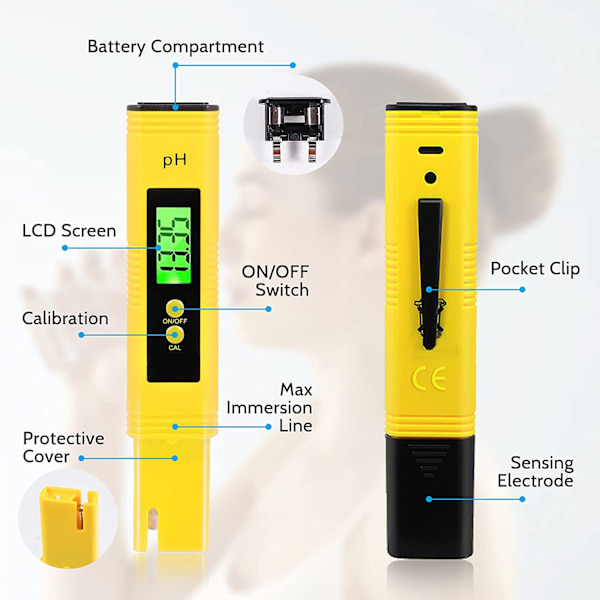 Digital pH-måler, LCD digital vandkvalitetstester, pH vandkvalitetstester