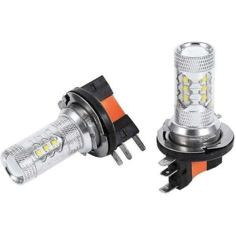 2 stk 80w H15 LED bilfrontlyspære hvit[DB] Black