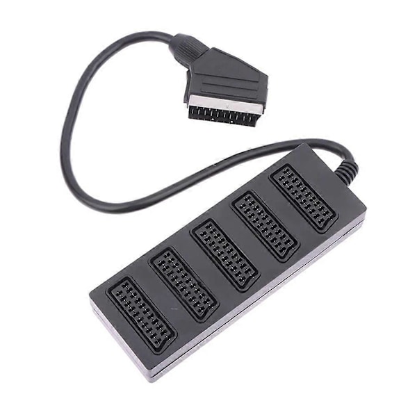 21-stifts Scart 5-vägsdelare 21p Scart hane till 5 honadapterkontakt 5-vägs Scart en delare Int [DB] Black