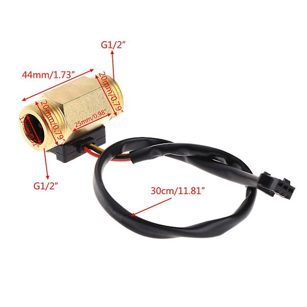 Flödessensor G1/2' Vattenflödes Hall Sensor Switch 1-25l/min Flödesmätare Flödesmätare [DB]