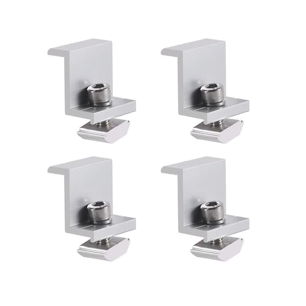 4 stk. Solcellemodulholder Endeklemmesett, Solcellepanel Kantklemmefester, Solcelle Endeklemme Justerbar [DB] Silver