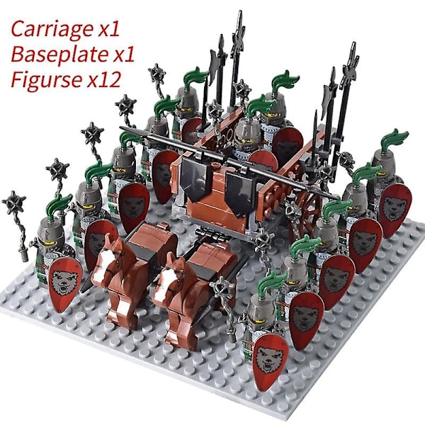 Mini actionfigurer af middelalderlige riddere, byggeklodser, romersk vogn, karet, soldat, krigshest, klodser, legetøj til børn, gave Db Set 23