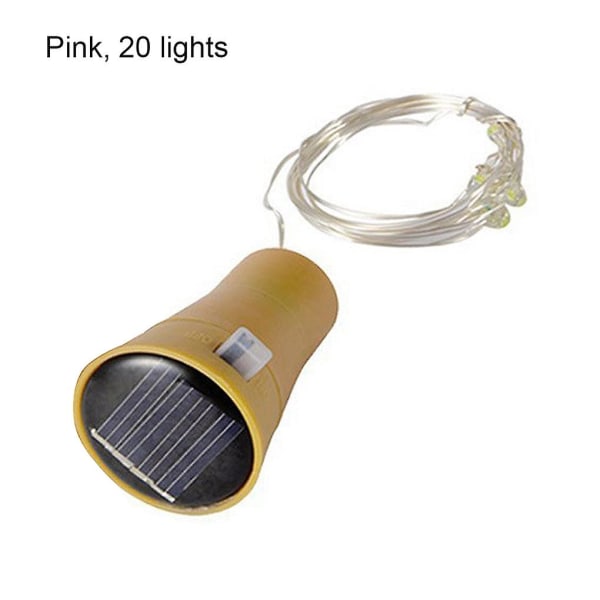 10 pakke Solar Vinflaske Lys 20 Led Solar Cork Kobbertråd [DB] pink red 20LED