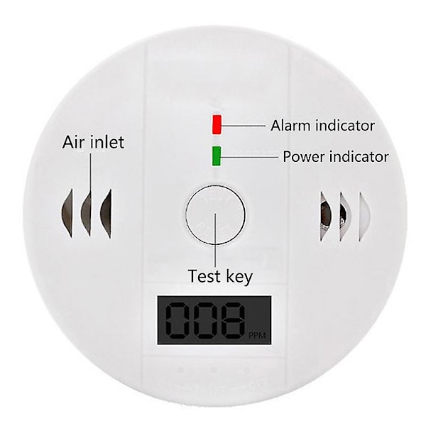 LCD Kolmonoxiddetektor CO-detektor Förgiftningsgassensor Övervakning Alarm Set Shytmv [DB] One Size