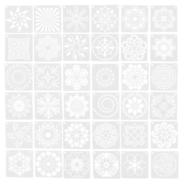 36 stk gulvdekor blomstermal, mandala maling maler, mandala veggmaler