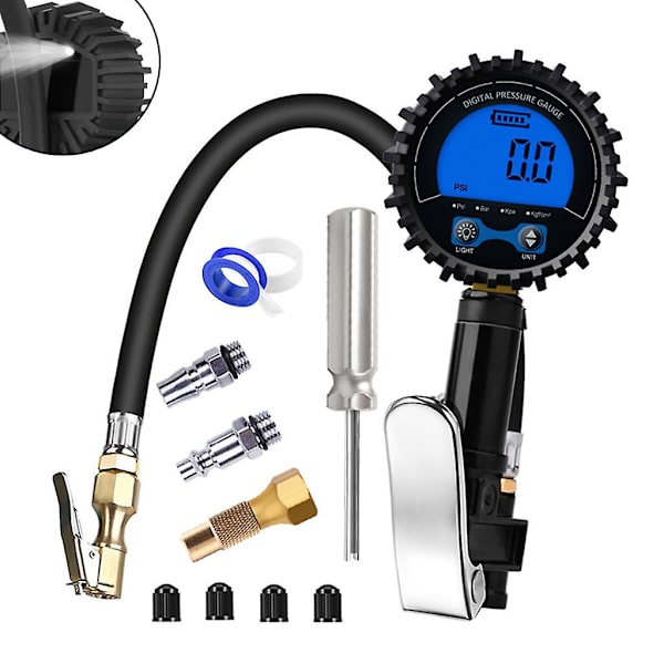 Professionell Däcktrycksmätare 3-200 Psi för Bil Lastbil Cykel Db KIT 1
