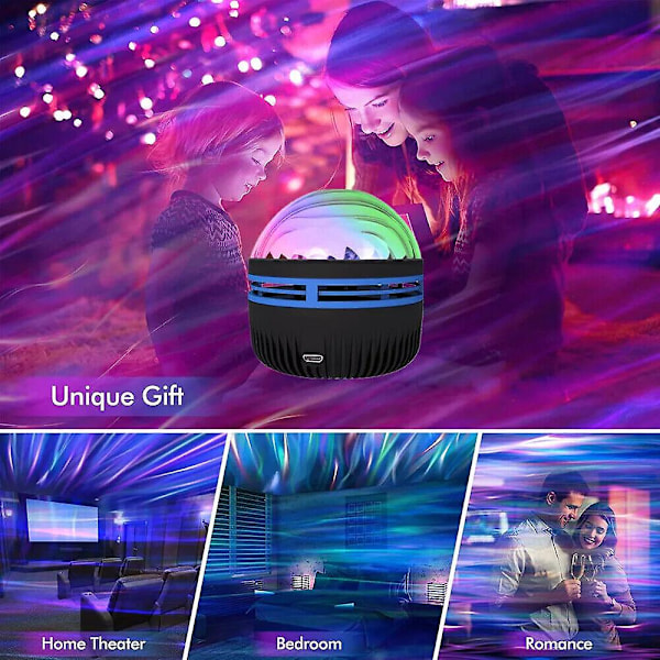 Aurora Lysprojektor, Nordlys Galaxy LED Lampe, Med Fjernkontroll {Db} Water ripple