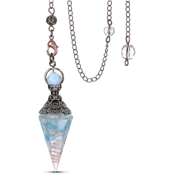 Akvamarinharts Kristallpendel 6 fasetterad ädelsten Reiki Healing Pendulums För Dowsing Skriker Spådom Meditation