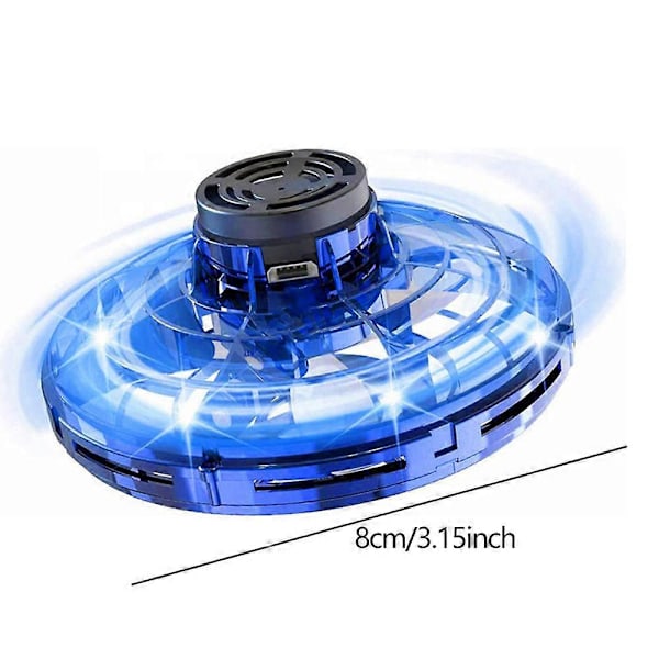 LED Ufo Typ Mini Drönare Flygande Helikopter Spinner Fingertoppsflygning Gyro Drönare Flygplan Leksak Vuxen Barn Present [db] Blue