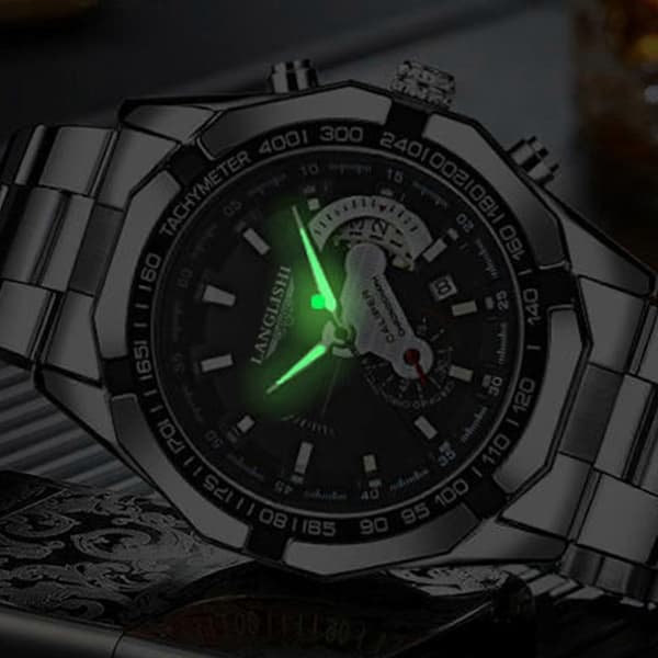 \"Poedagar Mode Herr Quartz Armbandsur Vattentät Lysande Datumvisning Klockor\" [db] Black