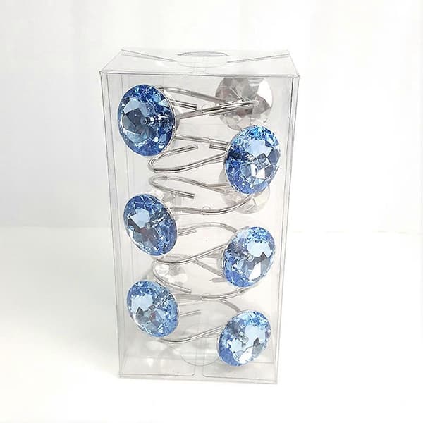 Blå akryl vattenkristall duschdraperikrokar för badrum 12 st [DB]