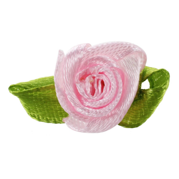 100 st mini satinband rosor blomma blad bröllopsdekor applikationer sömnad diy huvudfärg: rosa