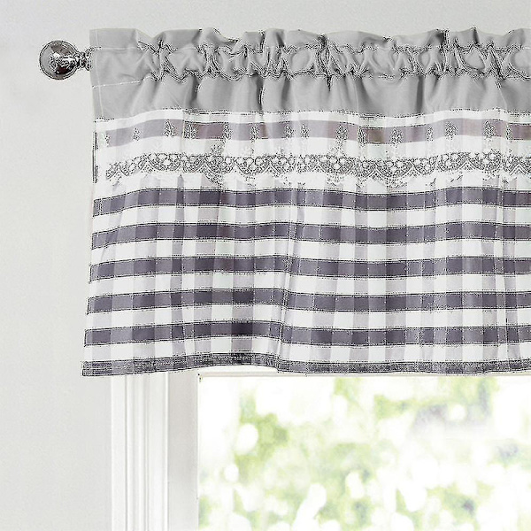 Keittiökaihtimet sisustus Ikkunaverho Luxury Cafe Valance Topper Drapes A db Light Grey 74cmx90cm