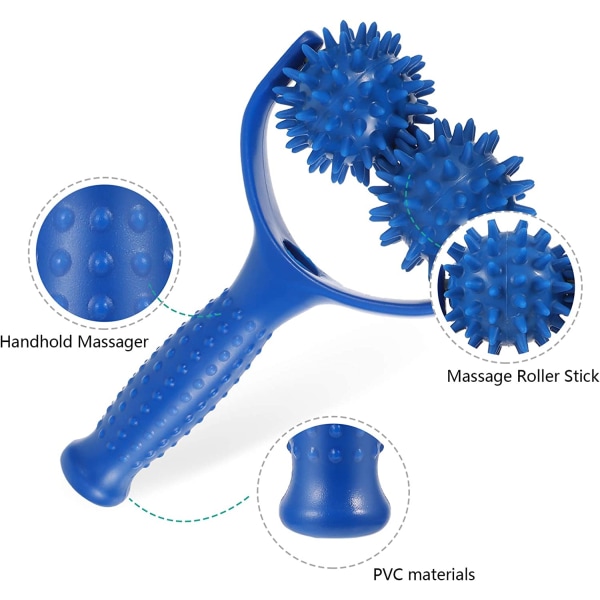 PVC Muskelavslappnande Roller Muskelrulle Stick Handhållen Skumrulle Massageapparat för Rygg Nacke Arm Ben (Blå)