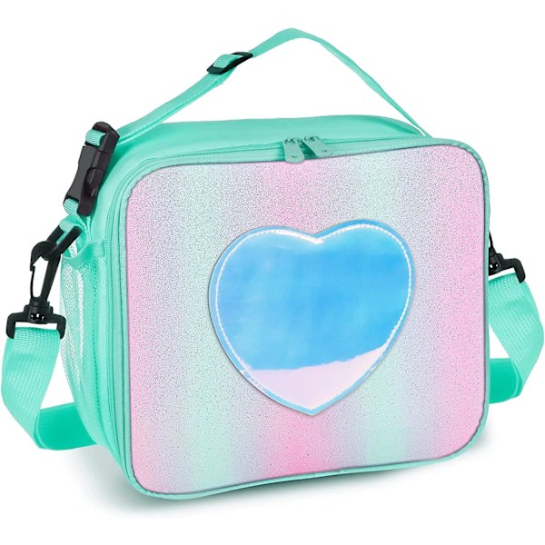 Lunch Box For Kids Girls, Insulated Rainbow Tote Bag Leakproof Thermal Cooler Reusable Lunch Bag For School Office Outdoor (green) {db}