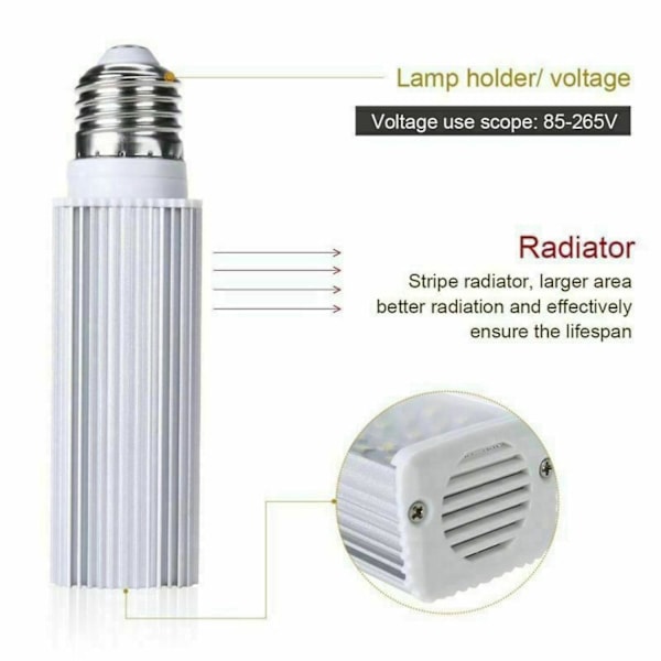 2x Fishpod Hvid Plante Akvarium 7w Gro Lys Led Tank Fisk Koraller Pære E27 Lampe Db