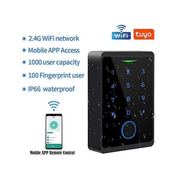 Wifi-åtkomstkontrollknappsats, fingeravtryckskontroll, 125 kHz-kort, dörrlåsöppnare, app-dörrknappsats, fjärr