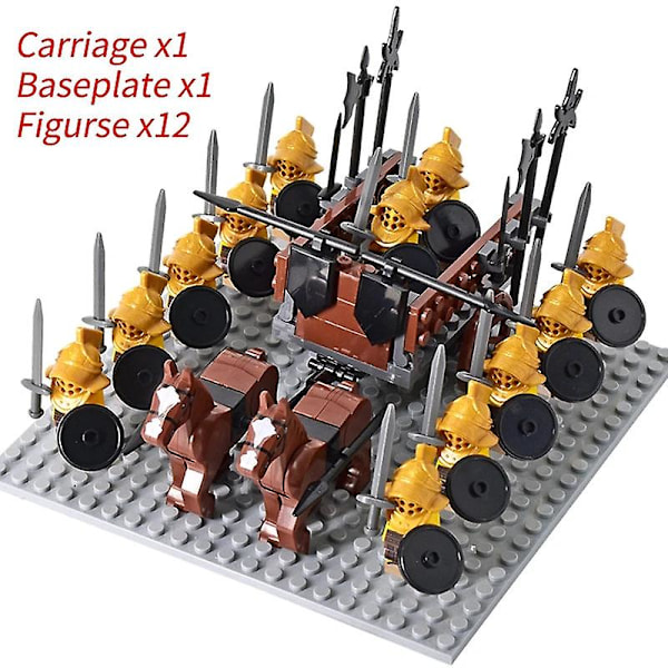 Mini actionfigurer af middelalderlige riddere, byggeklodser, romersk stridsvogn, vogn, soldat, krigshest, klodser, legetøj til børn, gave Db Set 22