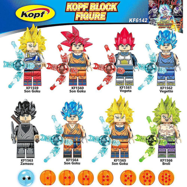 8 stk. Dragon Ball-serie Minifigurer Byggesæt, Mini Actionfigurer Legetøj Gaver Hjemmedekoration Db