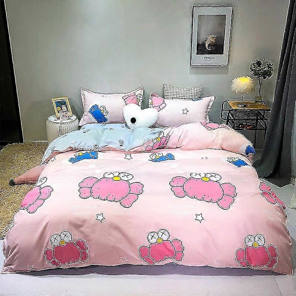 3/4-delars Set Kawaii Snoopy Cartoon Bomulls Quiltöverdrag Lakans Kuddfodral Anime Bekväm Mjuk Hushållsbäddvara Presenter [DB] 4piece set180x220cm zhimafen