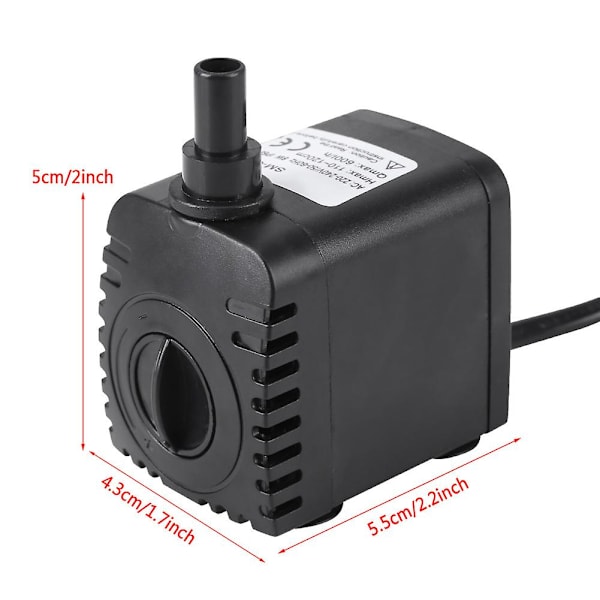 Nedsænkelig vandpumpe til fiskedam, akvarium, tank, springvand - Mini og ultra-stille (EU 220V) [db]