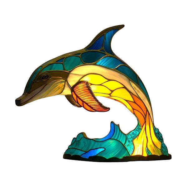 Flad Metal Bordplade Dekoration Og Hjemmeindretning Dyr Bordlampe Serie [DB] dolphin