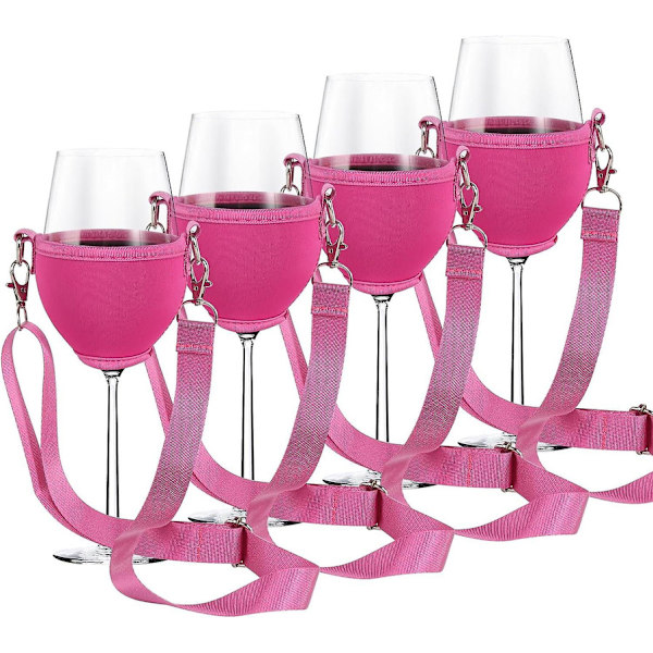 4-pack med vinglas hållare för hängande vinglas hållare för hängande kopphållare festival vinglas hållare för jul födelsedag bröllop (rosa) db