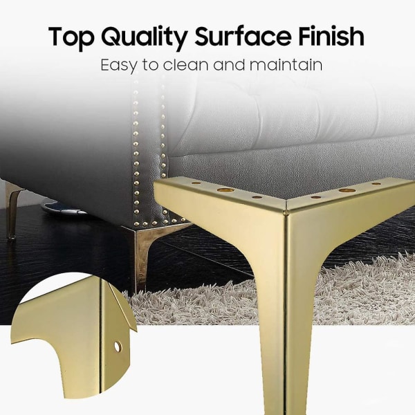 17,5 cm Möbelben, La Vane 4-pack Moderna Metall Diamant Triangel Möbelfötter DIY Ersättning för Skåp Soffa Stol Ottoman [dB] Gold 6  15cm